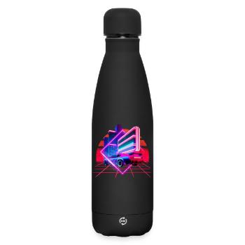 Retro Wave Sports Car 80s Skyline Vaporwave - Matte Insulated Water Bottle 500 ml - black - Front
