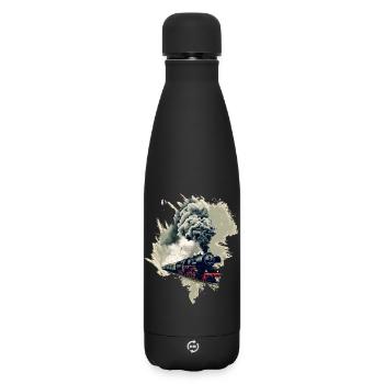 Old steam locomotive - Matte Insulated Water Bottle 500 ml - black - Front