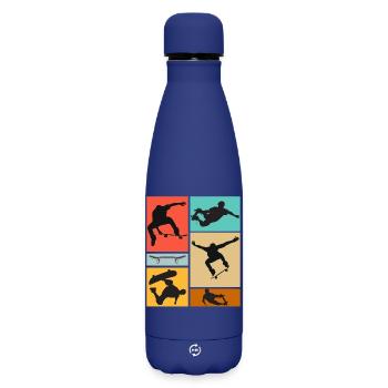 Skateboarding Coole Skateboarder Collage Bunt - Matte Thermosflasche 500 ml - Dunkelblau  - Vorne
