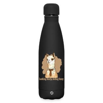 Looking sharp feeling fuzzy Lama - Matte Thermosflasche 500 ml - Schwarz - Vorne