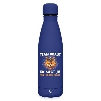 Hochzeit Junggesellenabschied Fuchs Bräutigam - Matte Thermosflasche 500 ml - Dunkelblau  - Vorne