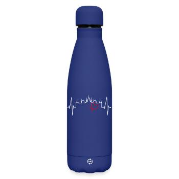 Budapest Skyline Herzschlag Ungarn Herz Budapester - Matte Thermosflasche 500 ml - Dunkelblau  - Vorne
