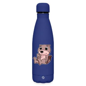 Famille de belettes - belette avec bébé - Bouteille isotherme SOFT TOUCH 500 ml - bleu foncé  - Devant