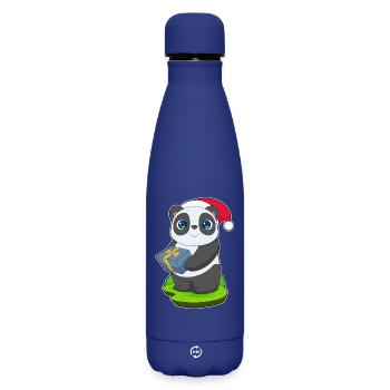 Forfait Noël Panda - Bouteille isotherme SOFT TOUCH 500 ml - bleu foncé  - Devant