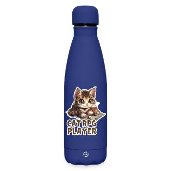 Katzen RPG Player W20 Rollenspiel Shirt - Matte Thermosflasche 500 ml - Dunkelblau  - Vorne