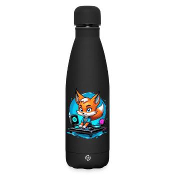 Musiker Fuchs DJ - Matte Thermosflasche 500 ml - Schwarz - Vorne
