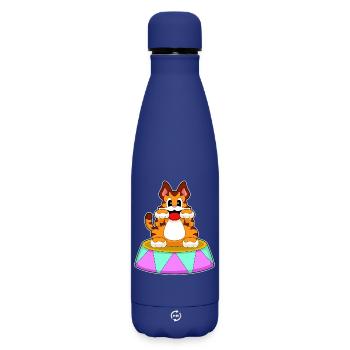 Tiger Zirkus - Matte Thermosflasche 500 ml - Dunkelblau  - Vorne