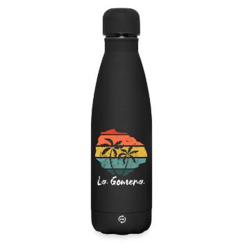 La Gomera Umriss Karte Kanaren retro vintage - Matte Thermosflasche 500 ml - Schwarz - Vorne