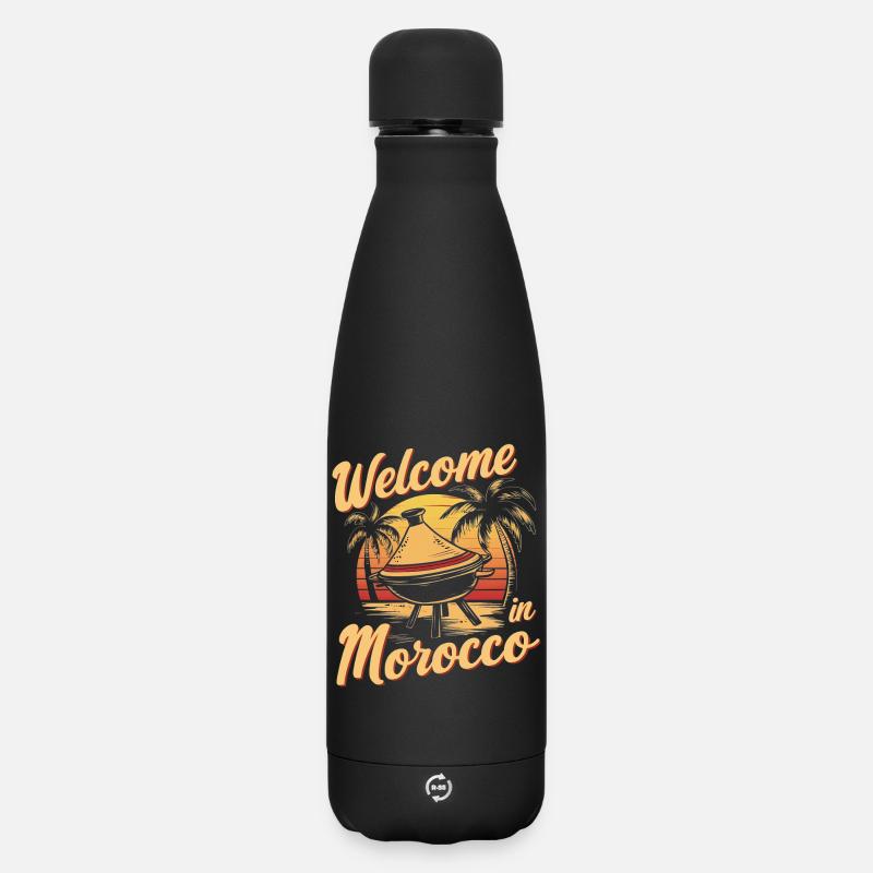 Einladendes Marokko Sunset Design - Matte Thermosflasche 500 ml - Schwarz