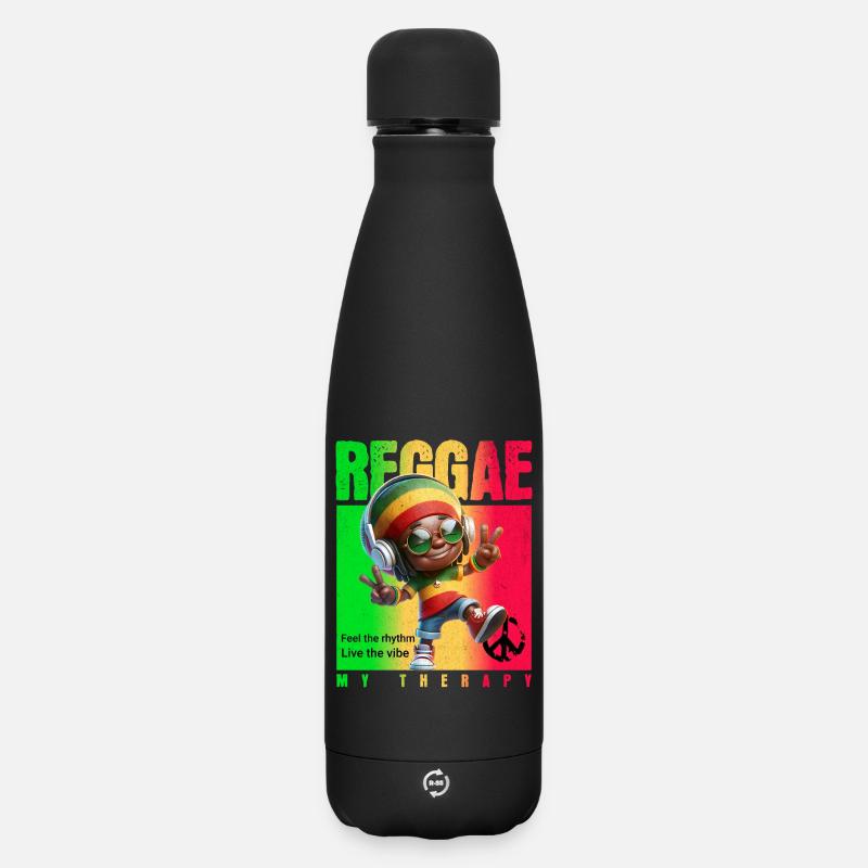 Reggae ma thérapie Rastaman - Bouteille isotherme SOFT TOUCH 500 ml - noir