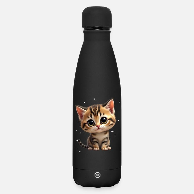 Kätzchen Sternchen Motiv - Matte Thermosflasche 500 ml - Schwarz