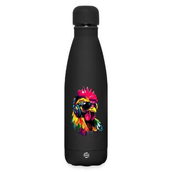 Poulet Poulet Poule Ferme Fermier Poulets mignons - Bouteille isotherme SOFT TOUCH 500 ml - noir - Devant