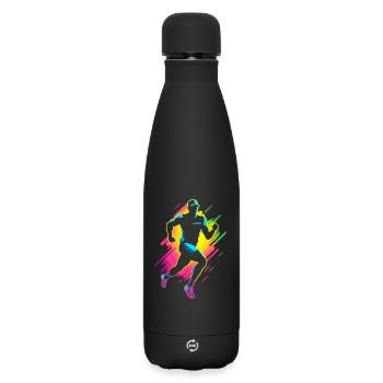 Marathon Läufer Comic Look - Matte Thermosflasche 500 ml - Schwarz - Vorne