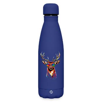 Deer, Antlers, Hunting, Deer, Reindeer, Red Deer, Hunter - Matte Insulated Water Bottle 500 ml - dark blue  - Front