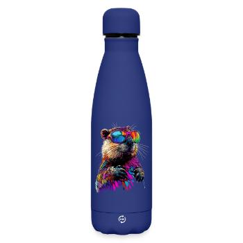 Beaver Motif Beaver Whisperer Rodents Cute Beaver - Matte Insulated Water Bottle 500 ml - dark blue  - Front