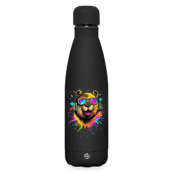 Biber Motiv Biberflüsterer Nagetiere Süßer Biber - Matte Thermosflasche 500 ml - Schwarz - Vorne