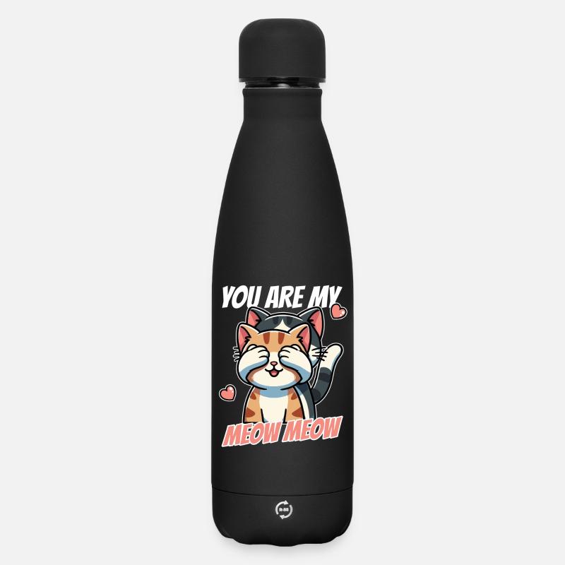Vous êtes mon miaou miaou, chats mignons Saint-Valentin - Bouteille isotherme SOFT TOUCH 500 ml - noir
