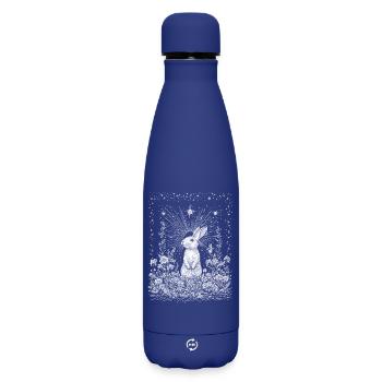 Boho Bunny Spring Bunny Motif Bohemian Cottagecore - Matte Insulated Water Bottle 500 ml - dark blue  - Front