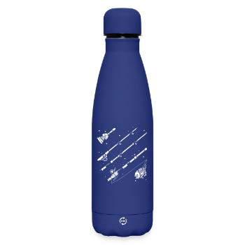 Fishing Drawing - Matte Insulated Water Bottle 500 ml - dark blue  - Front