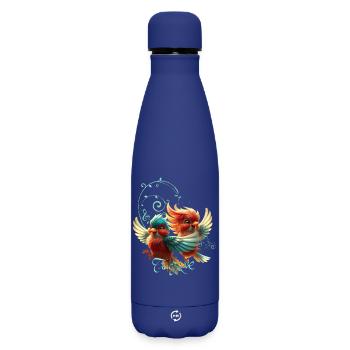 Liebesmelodie von zarten Vögeln. - Matte Thermosflasche 500 ml - Dunkelblau  - Vorne