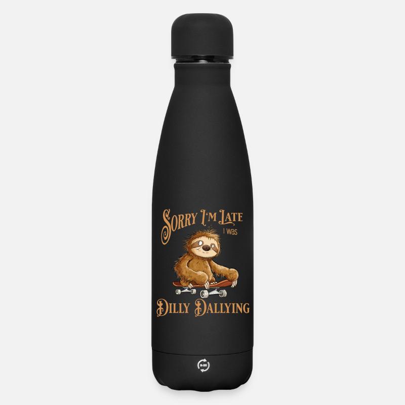 paresseux avec skateboard Dilly Dallying - Bouteille isotherme SOFT TOUCH 500 ml - noir