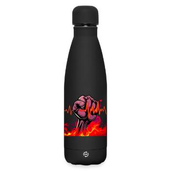 Strong fist with fiery heartbeat - Matte Insulated Water Bottle 500 ml - black - Front