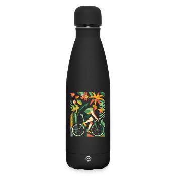 Look de bande dessinée cycliste - Bouteille isotherme SOFT TOUCH 500 ml - noir - Devant