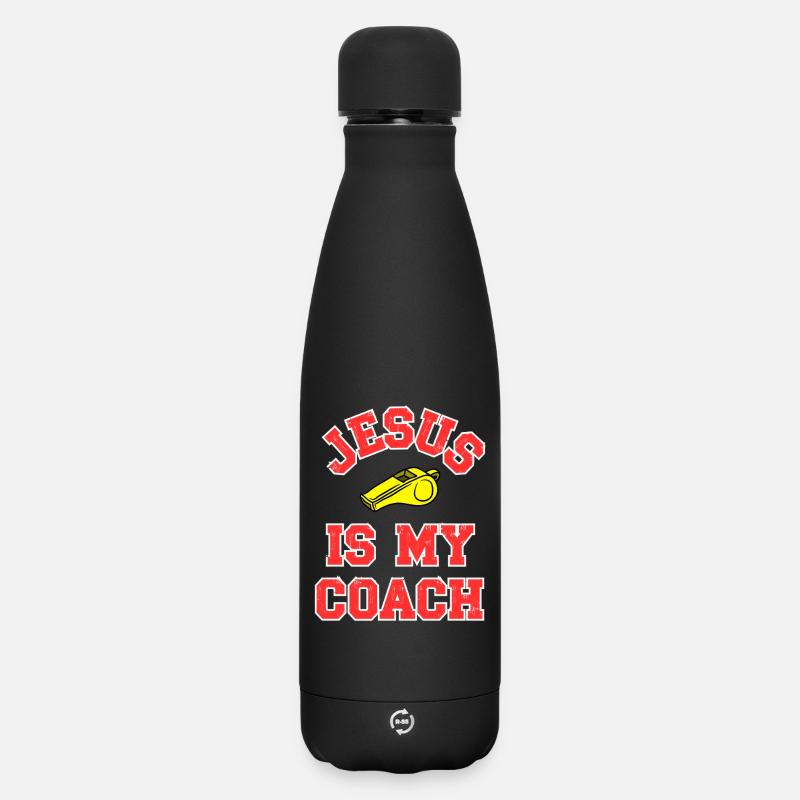 Jesus als Coach Motivationsdesign - Matte Thermosflasche 500 ml - Schwarz