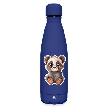 Cute Panda Bear - Matte Insulated Water Bottle 500 ml - dark blue  - Front