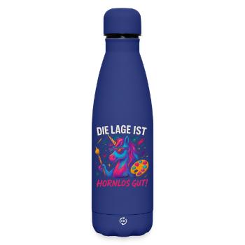 L’emplacement est bien sondé. Drôle de fête de licorne - Bouteille isotherme SOFT TOUCH 500 ml - bleu foncé  - Devant