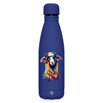 Mouton Agneau Mouton Mouton domestique Berger Mouton doux - Bouteille isotherme SOFT TOUCH 500 ml - bleu foncé  - Devant