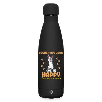 Bouledogue français Make Me Happy - Citation amusante de chien - Bouteille isotherme SOFT TOUCH 500 ml - noir - Devant