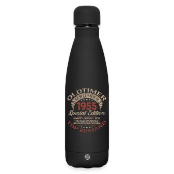 70. Geburtstag Geschenk Oldtimer September 1955 - Matte Thermosflasche 500 ml - Schwarz - Vorne