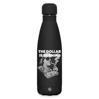 Weak Dollar - Ben Franklin is smoking dollars - Matte Insulated Water Bottle 500 ml - black - Front