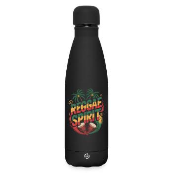  Reggae Spirit Tropische Palmen Djembe Trommeln - Matte Thermosflasche 500 ml - Schwarz - Vorne