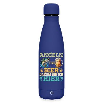 Dad-to-be FISHING AND BEER THAT'S WHY I'M HERE - Matte Insulated Water Bottle 500 ml - dark blue  - Front