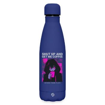 Shut Up And Get Me Coffee Anime Kaffee Phonk Musik - Matte Thermosflasche 500 ml - Dunkelblau  - Vorne
