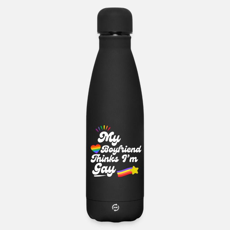 Rainbow Love Pride Erklärung - Matte Panorama Thermosflasche 500 ml - Schwarz