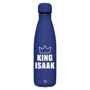 Nom d'Isaak avec la lettre I - T-shirt King Crown - Bouteille isotherme SOFT TOUCH 500 ml - bleu foncé  - Devant