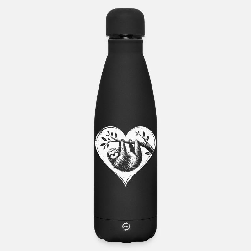 Faultier - Matte Thermosflasche 500 ml - Schwarz