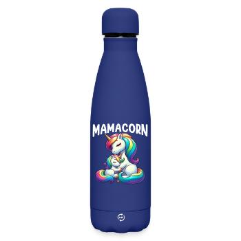 Mamacorn Mama Licorne Mère Dames Look assorti - Bouteille isotherme SOFT TOUCH 500 ml - bleu foncé  - Devant