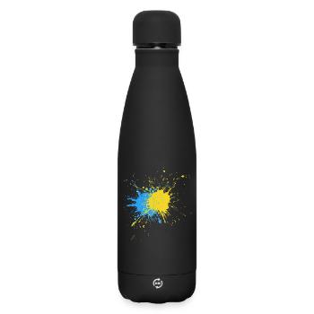 Two-Color Speckle Art Blue Yellow - Matte Insulated Water Bottle 500 ml - black - Front