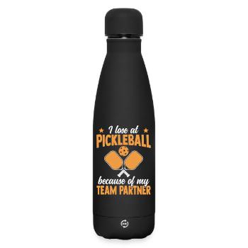 Paddleball Pickleball d’intérieur Cadeau Sportsman - Bouteille isotherme SOFT TOUCH 500 ml - noir - Devant