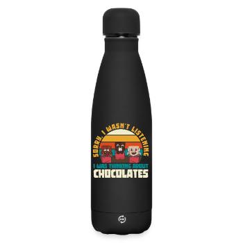 Retro Humor: Chocolate Bar Trio - Matte Insulated Water Bottle 500 ml - black - Front