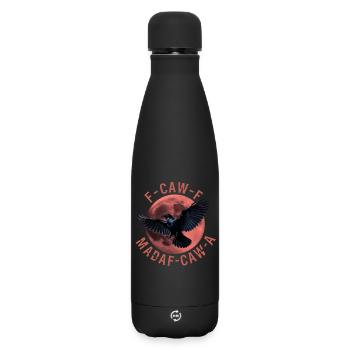 Raven flight in front of a red moon - Matte Insulated Water Bottle 500 ml - black - Front