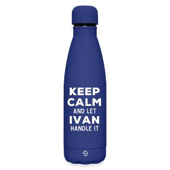Keep Calm Lass Ivan das regeln Lustiger Spruch - Matte Thermosflasche 500 ml - Dunkelblau  - Vorne