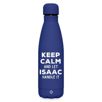 Keep Calm Let Isaac Fix This Funny Saying - Matte Insulated Water Bottle 500 ml - dark blue  - Front