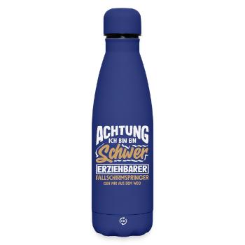 Drôle Parachutiste Accro à l’adrénaline Dur - Bouteille isotherme SOFT TOUCH 500 ml - bleu foncé  - Devant