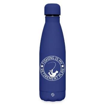 Angeln ist mein Altersvorsorge Angeln - Matte Thermosflasche 500 ml - Dunkelblau  - Vorne