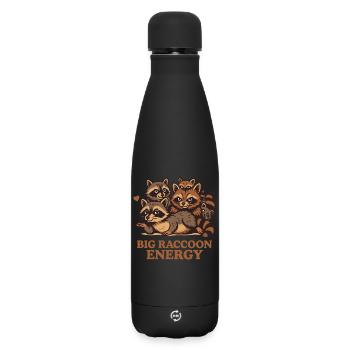 Big Raccoon Energy Humor Meme Quote - Matte Insulated Water Bottle 500 ml - black - Front